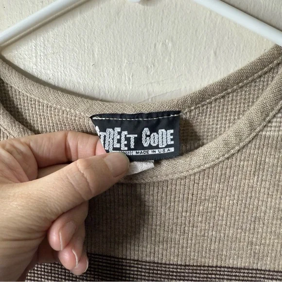 Vintage Street Code Brown Striped Ribbed Tank Sweater Dress Y2K Bodycon - Picture 3 of 6